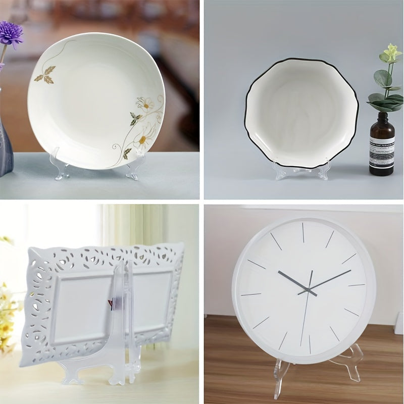 10pcs Plate Storage Holder Clear Plastic Rack for Home Decor
