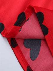  Heart Print Satin Cami Sleep Dress