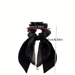Organza Scrunchies Lucky Clover Hair Rope Ponytail Holder Women Girls