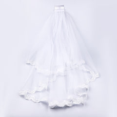 Double Layer Lace Bridal Wedding Veil with Hair Comb