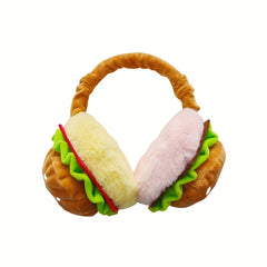 Cozy Hamburger Plush Ear Warmers Foldable Earmuffs