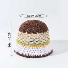 Knitted Bucket Hat Casual Hollow Sun Hat Summer Sunscreen Beach Hats