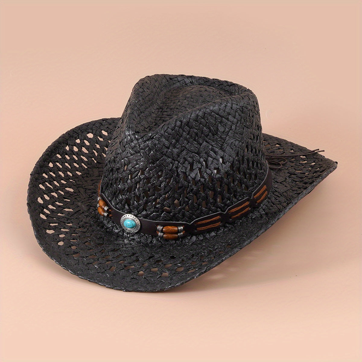 Cowboy Hat Straw Hollow Crochet Sun Hat Breathable Cowgirl Jazz Hats