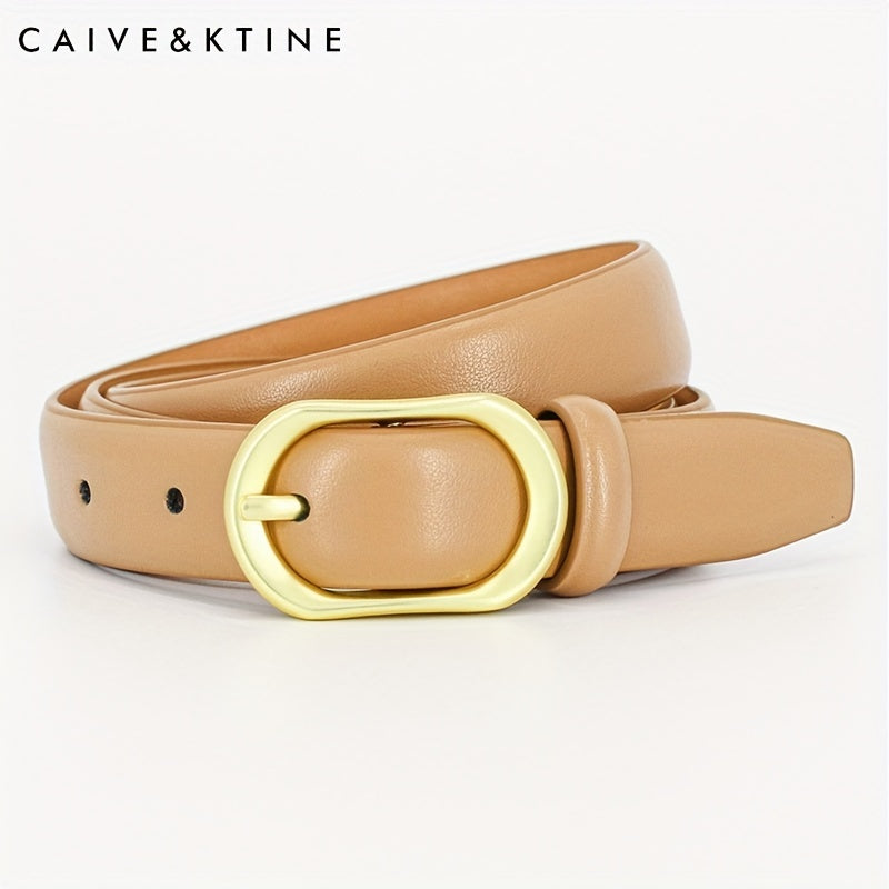 Oval Buckle Leather Belt Solid Casual Belt Unisex Jeans Pants Coat Belt