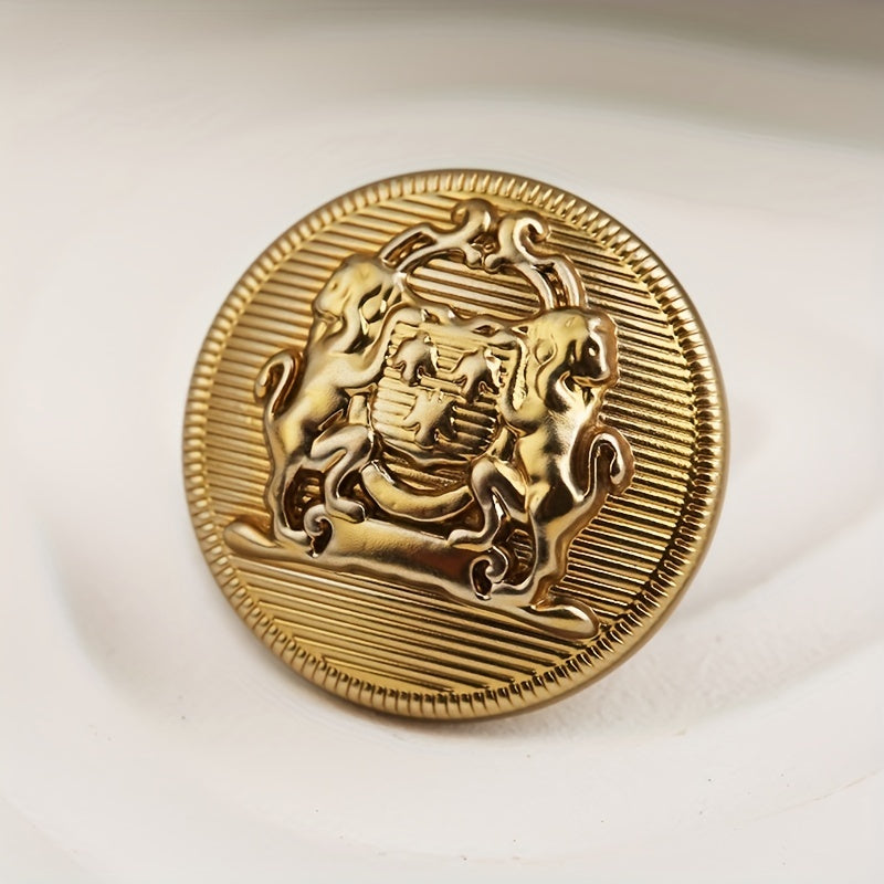 10pcs British Style Metal Double Lion Hand Sewing Coat Buttons