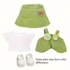 Bunny Doll Clothes Set Fisherman Hat Base Coat Suspender Pants