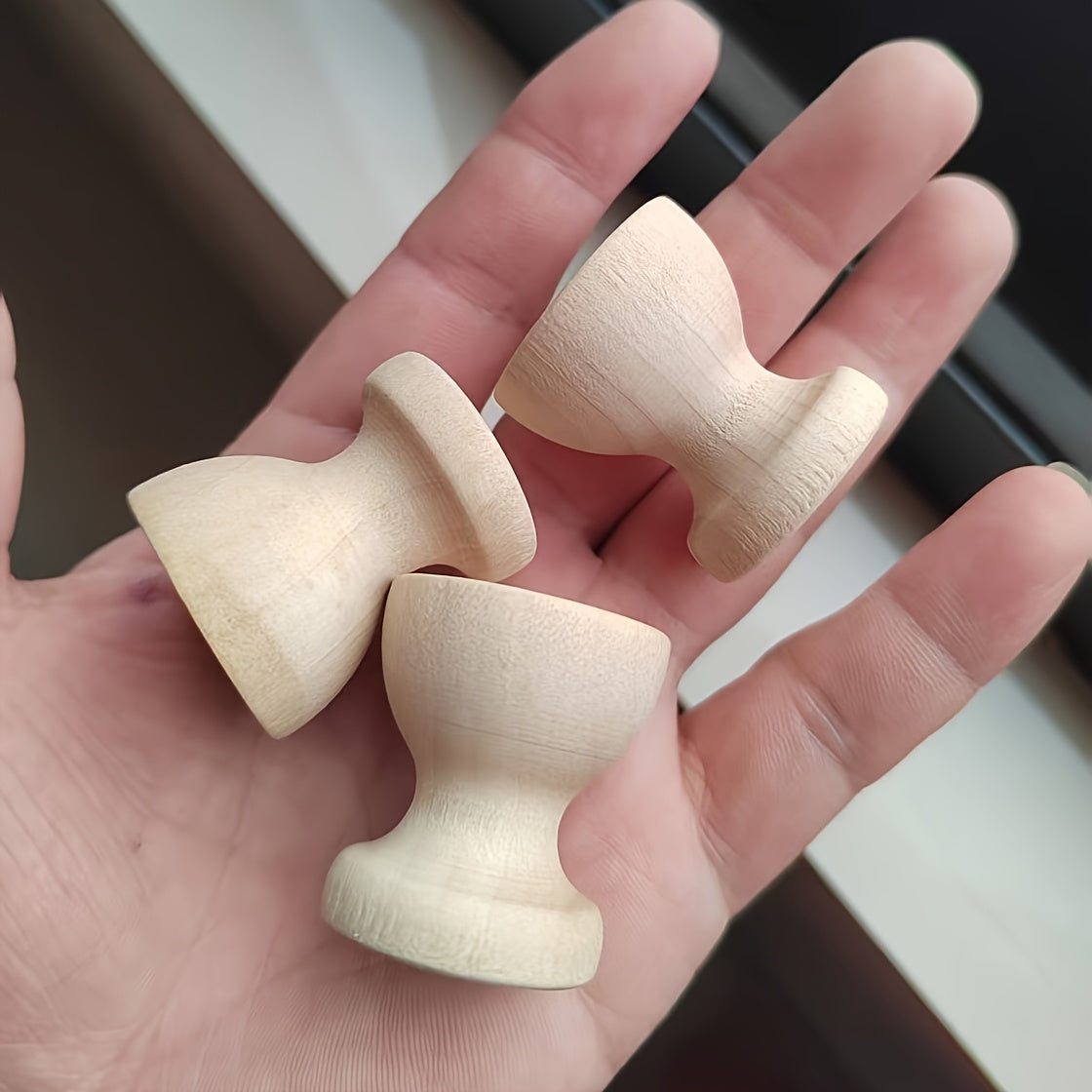 2pcs Mini Wooden Egg Holder Beige Dollhouse Kitchen Decor