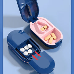 Portable Medicine Cutter Storage One Week Medicine Box Stainless Steel Blade