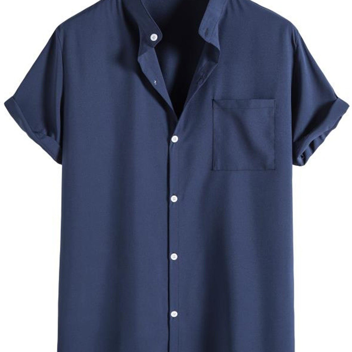 Men's Casual Stand Collar Short Sleeve Shirt