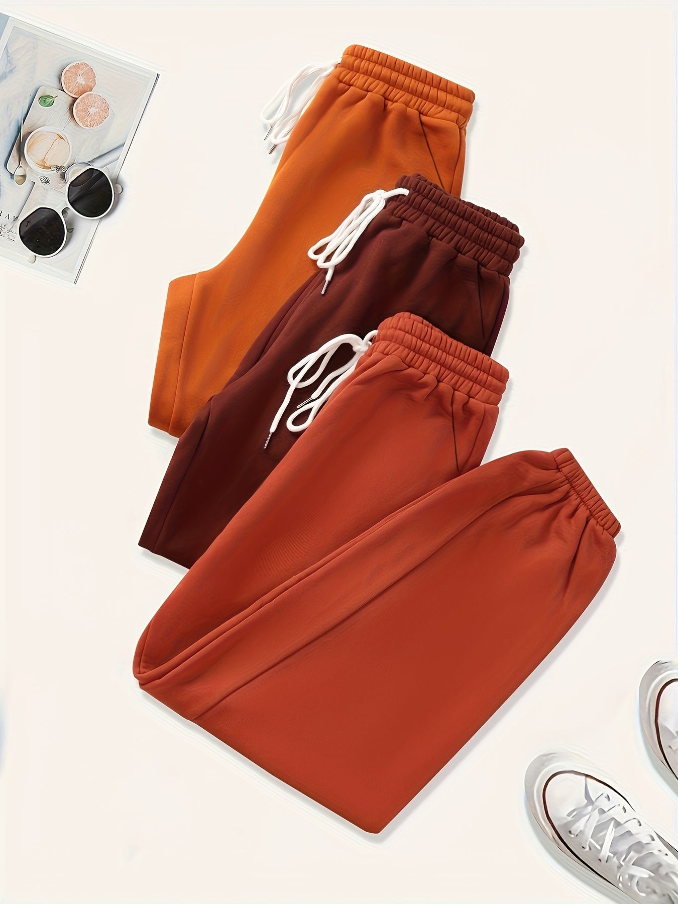 3-Pack Women's Sporty Pants Set Plus Size Elastic Joggers Three Piece Set