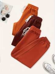 3-Pack Women's Sporty Pants Set Plus Size Elastic Joggers Three Piece Set