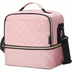 Pink Insulated Double Deck Cooler Lunch Bag for Women