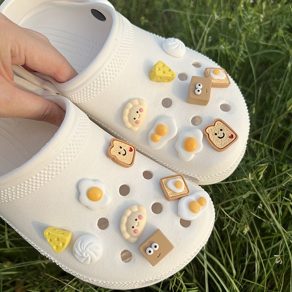 Cheese Egg Bread Sponge Resin Shoe Charms - DIY Sandals Slippers Accessories