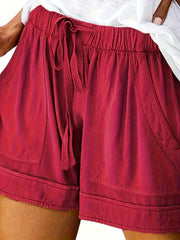 Drawstring Waist Patched Pocket Shorts Casual Summer Shorts