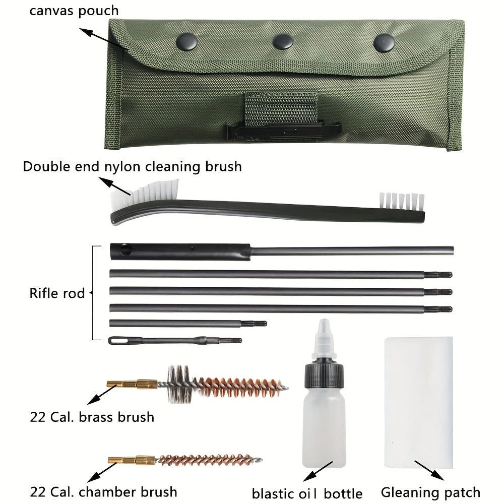 10 Piece Tactical Cleaning Kit 22 223 556 Cartridges Nylon Brush Pouch