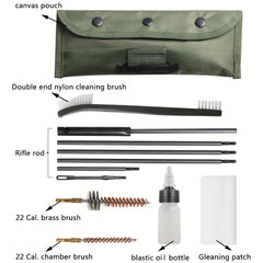 10 Piece Tactical Cleaning Kit 22 223 556 Cartridges Nylon Brush Pouch