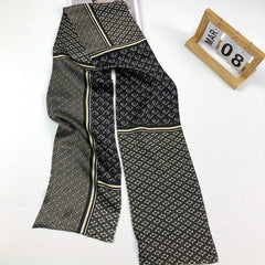 Y2K Geometric Print Silk Neckerchief Ribbon Scarf