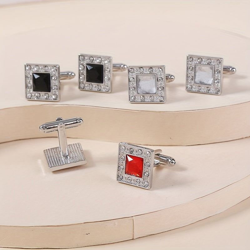 Square Rhinestone Cufflinks Suit Button Sleeves Studs