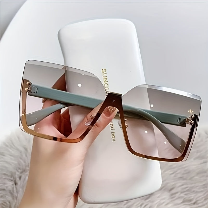 Oversized Rimless Sunglasses Gradient Glasses UV400