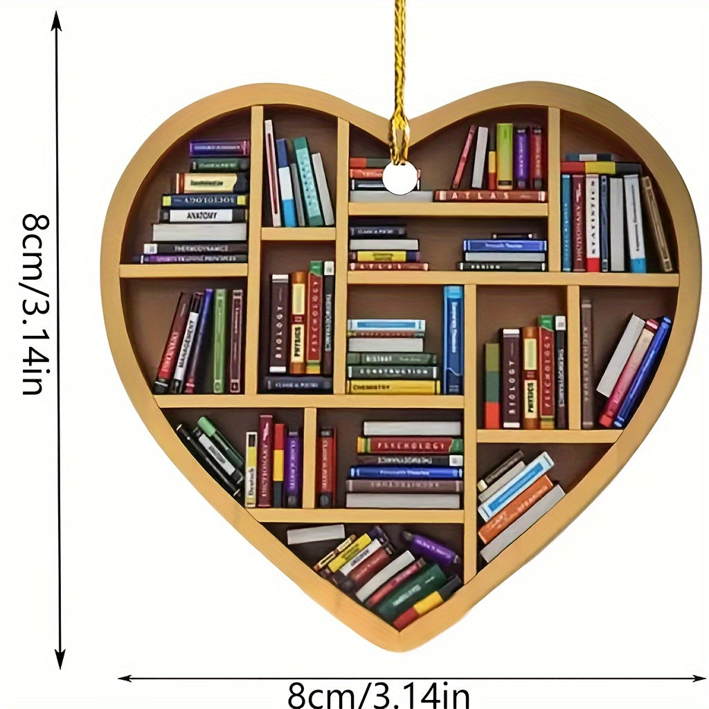 Heart Bookshelf Pendant Hanging Acrylic Ornament