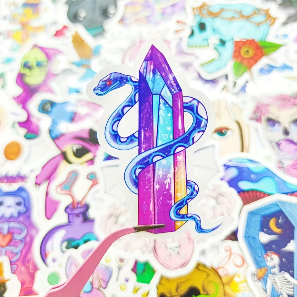 50 Pcs Pastel Goth Stickers Vinyl Waterproof Horror Decal Pack