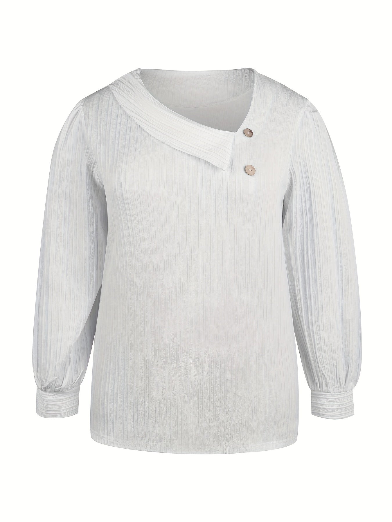  Ribbed Button Long Sleeve Blouse