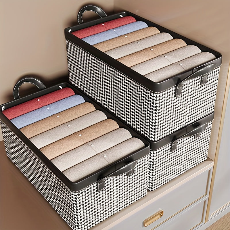 Houndstooth Pattern Clothes Storage Box Organizer