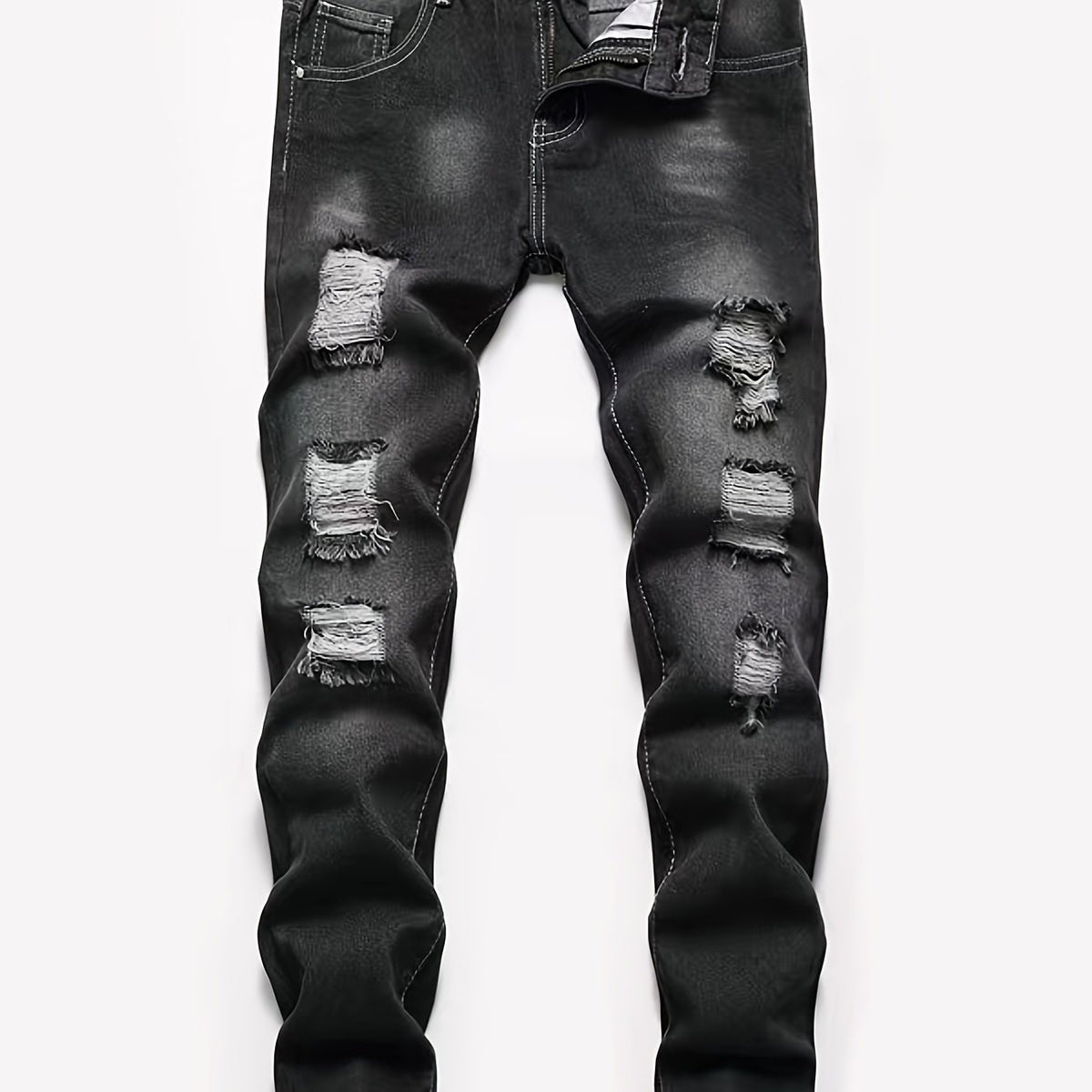 Boys Distressed Jeans Skinny Fit Washed Denim Pants