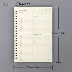 Transparent Cover Coil Notepad 60sheets Time Planner