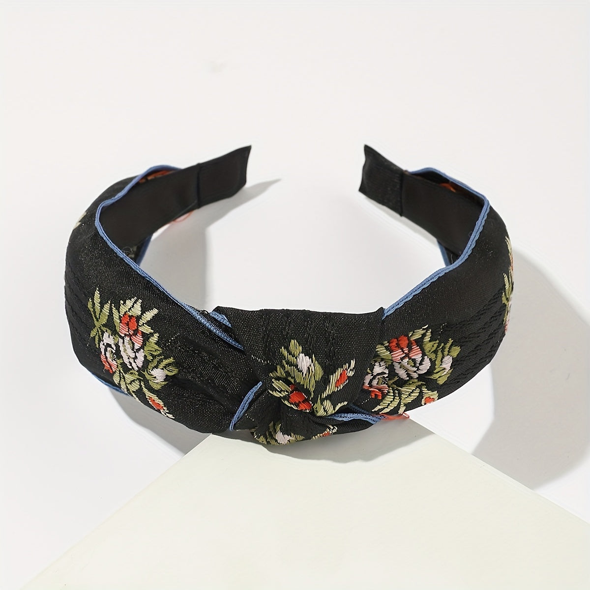 Chinese Style Flower Embroidery Headband Wide Head Hoop Hair Band