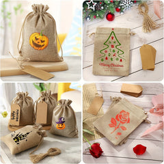 25 Reusable Burlap Gift Bags w/ Drawstring Small Party Bags Foldable Versatile