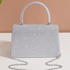 Glitter Bow Rhinestone Evening Bag Clutch Purse Chain Shoulder Wedding Party