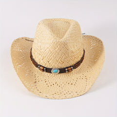Cowboy Hat Straw Hollow Crochet Sun Hat Breathable Cowgirl Jazz Hats