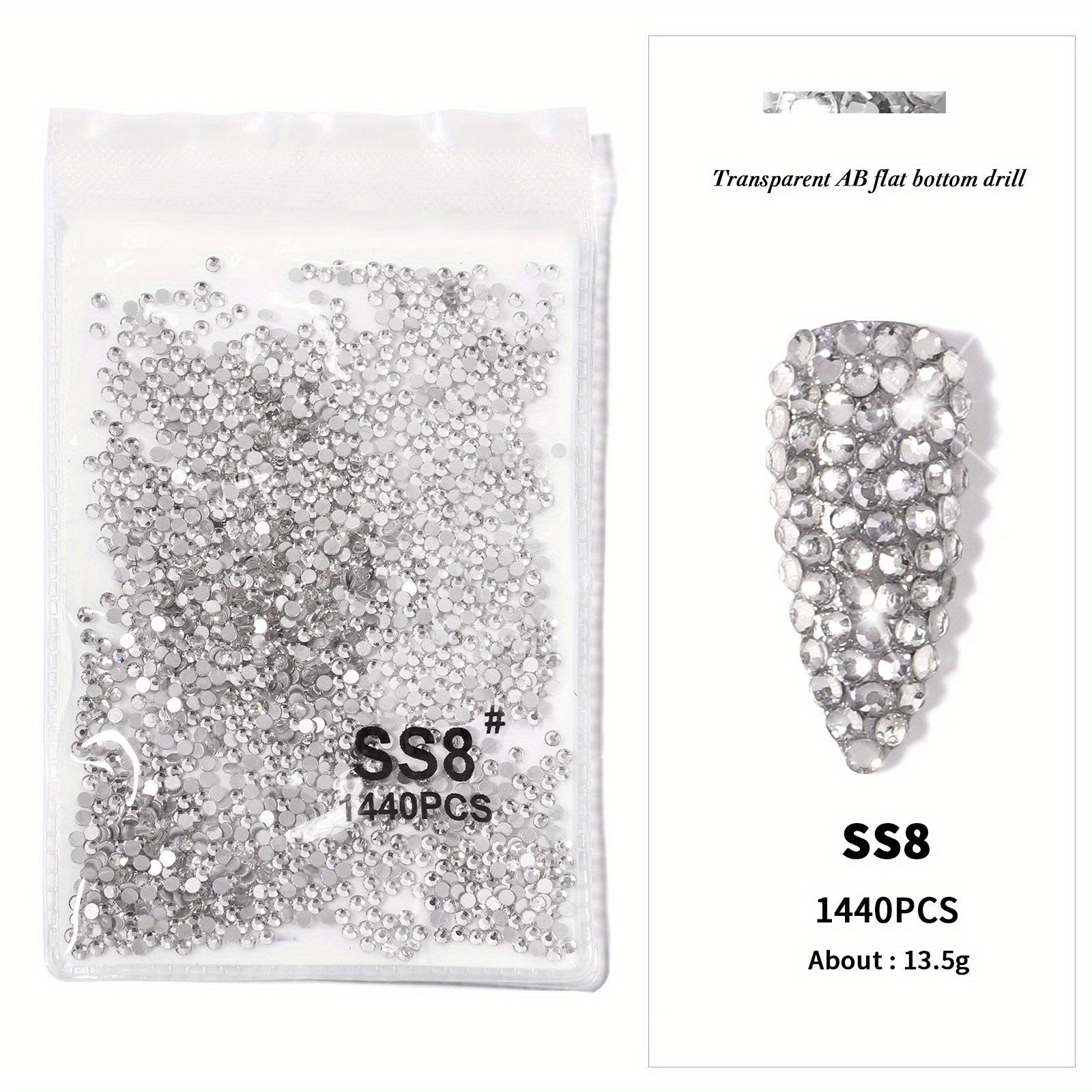 1440Pcs Rhinestones Nail Art Round Crystals Strass Glass Nail Charms