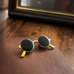 Punk Style Mini Sunglasses Brooch Retro Metal Glasses Shaped Pin Men
