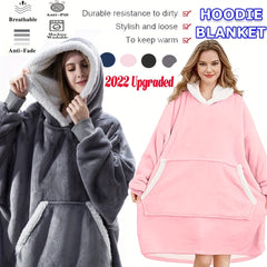 Oversized Sherpa Fleece Hoodie Blanket Cozy Soft Warm Snuggle Throw Sweatshirt