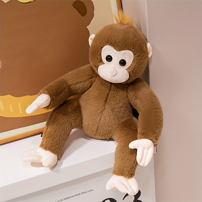 Soft Plush Monkey Toy Brown Cartoon Monkey Doll with Eyes & Limbs