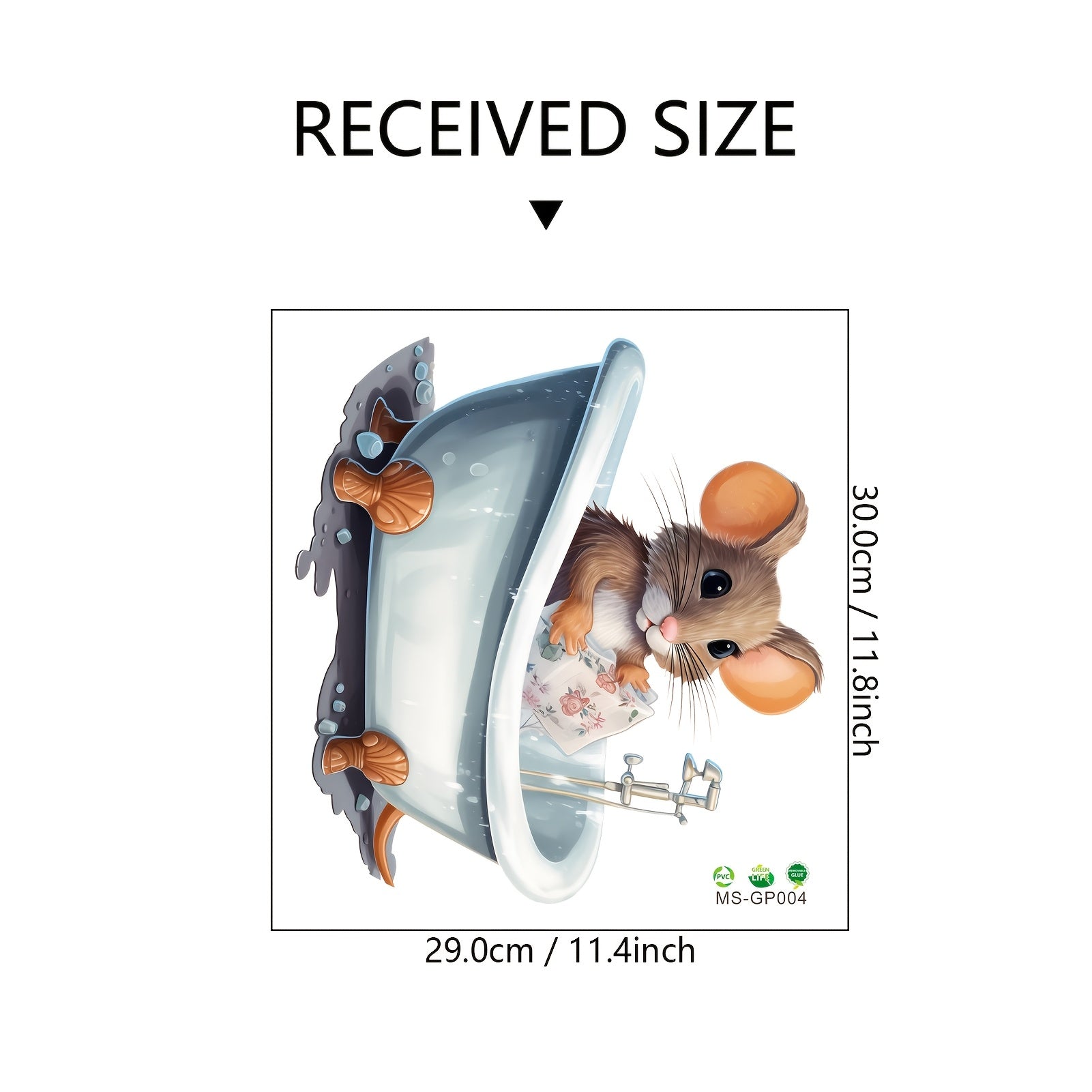 Mouse in Bathtub 3D Wall Sticker