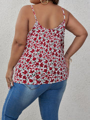  Sexy Cami Top Women's Plus Ditsy Floral Print Lace V Neck