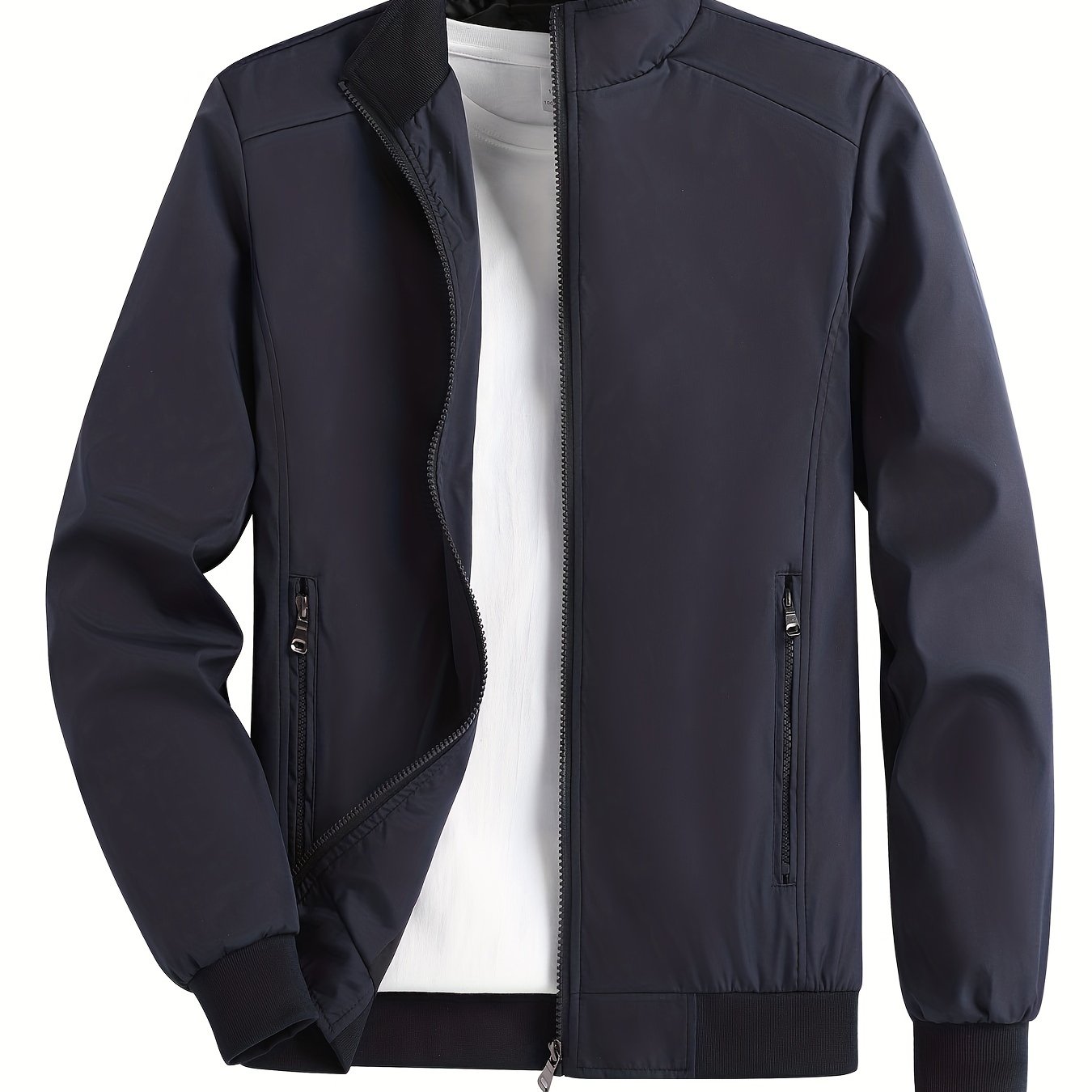 Men's Zip Up Stand Collar Windbreaker Jacket