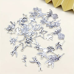 32pcs Set Mix Zinc Alloy Antique Silvery Fairy Angel Charms Pendants
