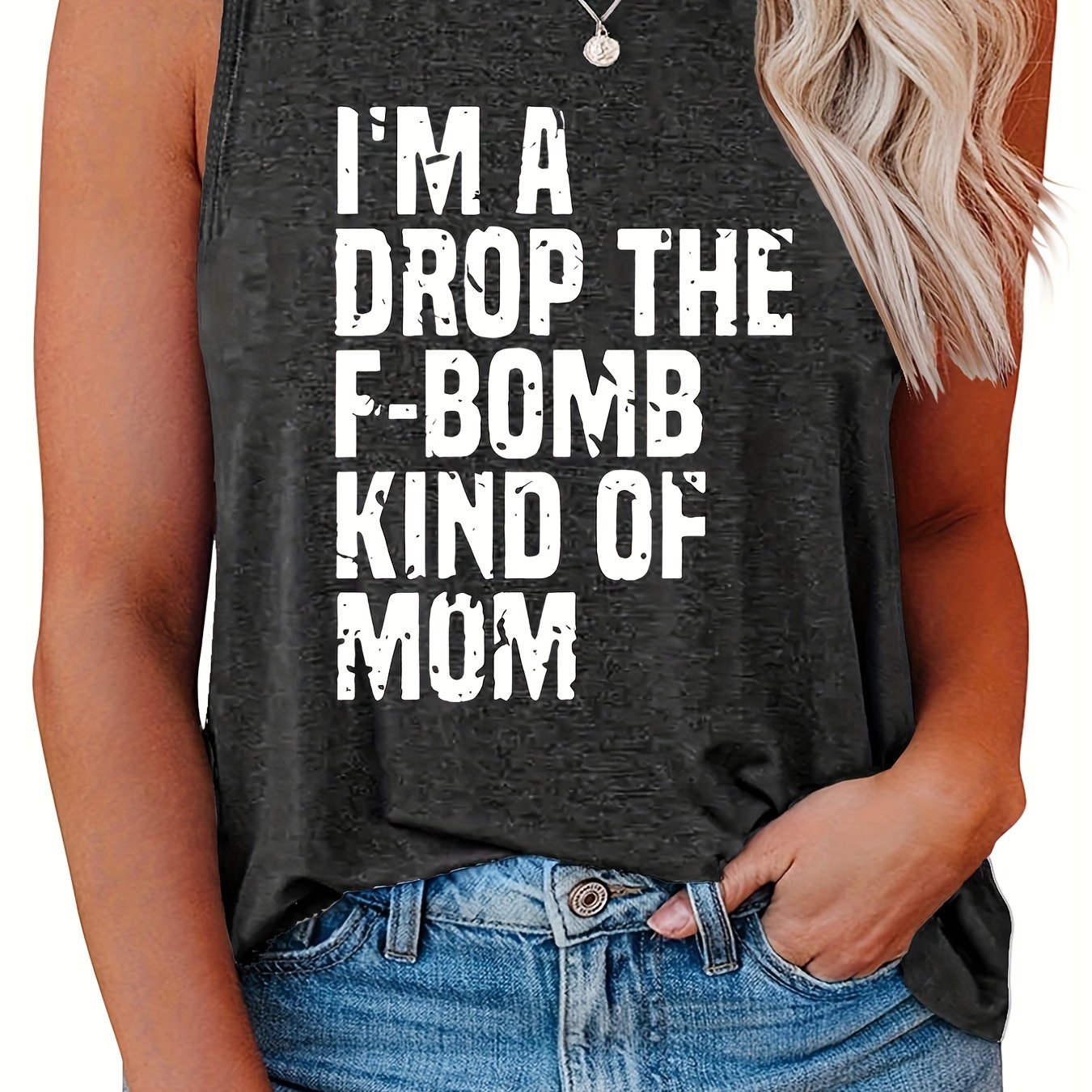  Women's Slogan Print Tank Top