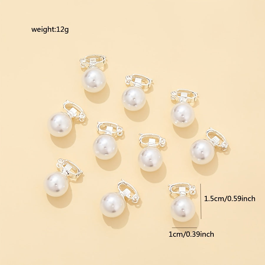 10pcs Pearl Hair Clip Women's Small Metal Golden Hair Accessories