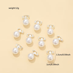 10pcs Pearl Hair Clip Women's Small Metal Golden Hair Accessories