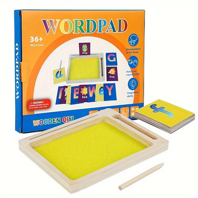 Wooden Sand Drawing Board - Early Learning Toy for Alphabet & Number Recognition