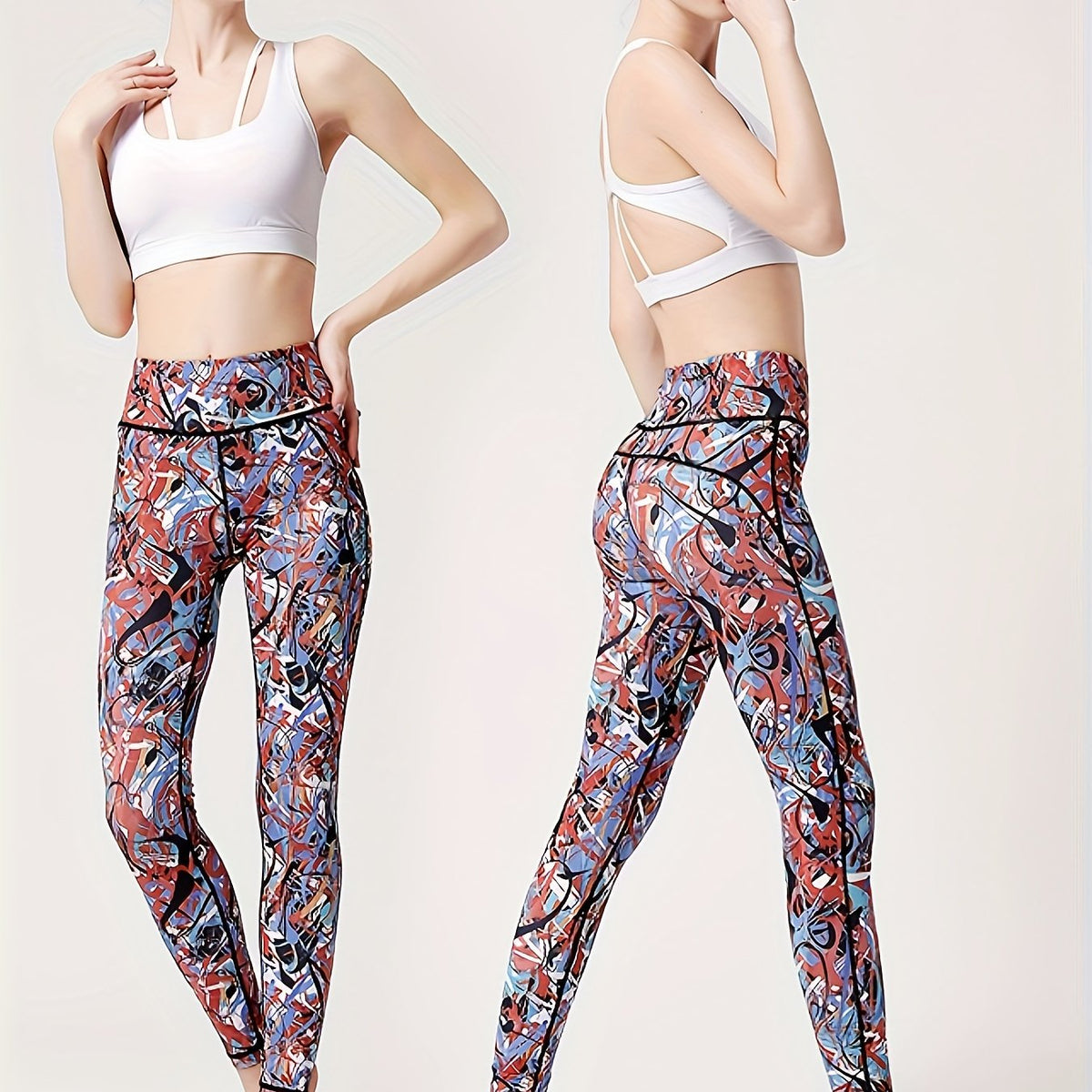 Colorful Graffiti Yoga Pants Tummy Control Butt Lifting Activewear