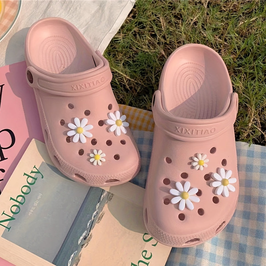 6pcs Daisy Shoe Charms For Clogs Sandals Cute Shoes Decor For Girls Ladies
