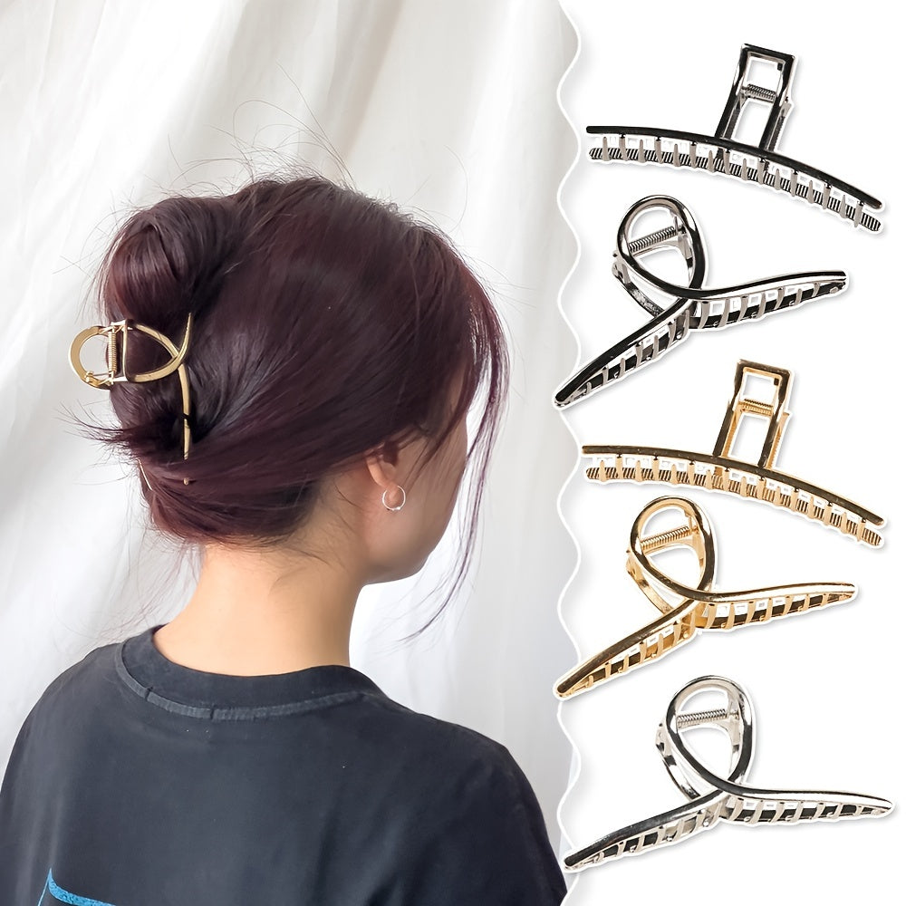 Stylish Hair Claw Clip Large Metal Thick Thin Hair Jaw Clip Women 1pc