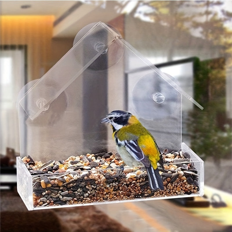 Acrylic Bird Feeder Travel Cage Adsorption Bird Feeder