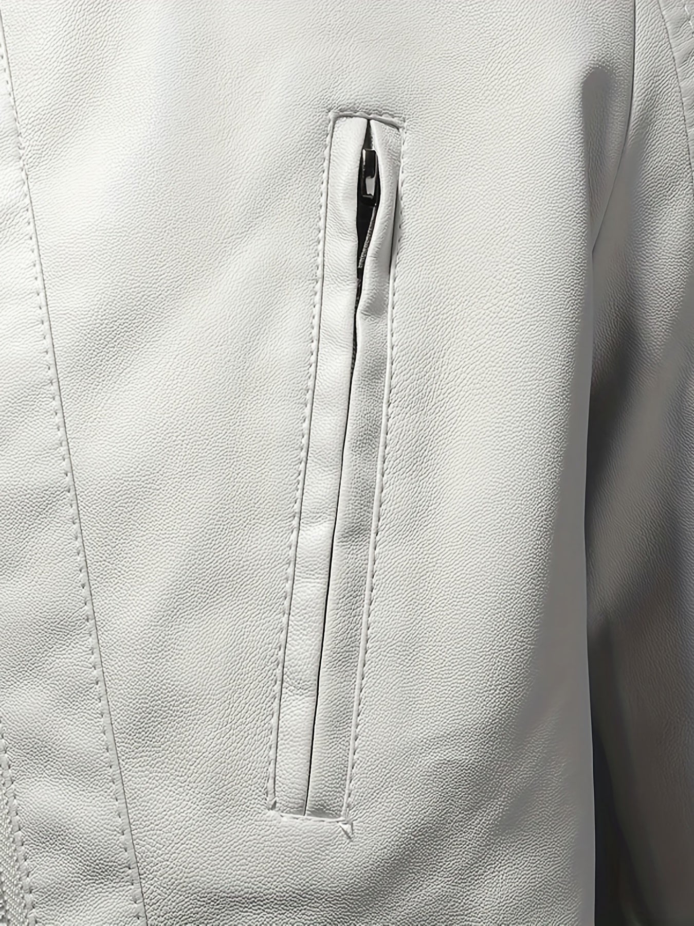 Men's Casual PU Biker Jacket Stand Collar Zipper Pocket Faux Leather Jacket Coat